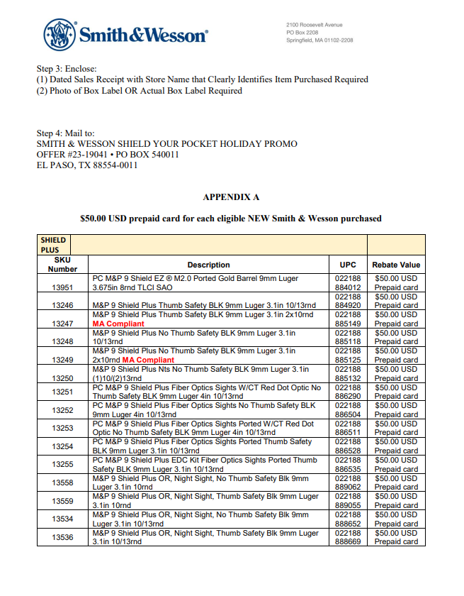 Smith And Wesson Handgun Rebate