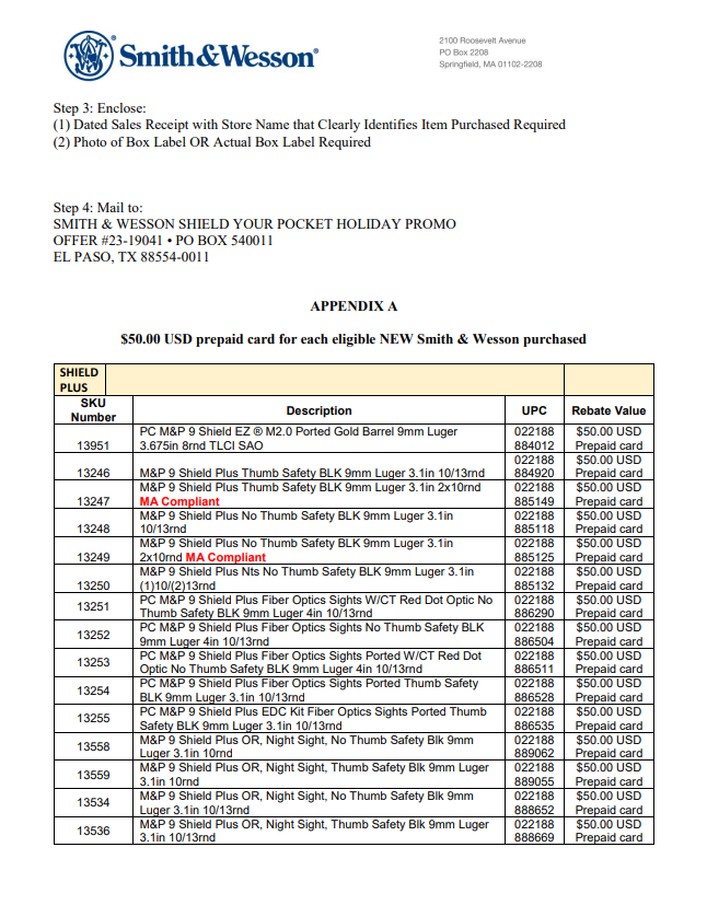Smith And Wesson Hundred Dollar Rebate