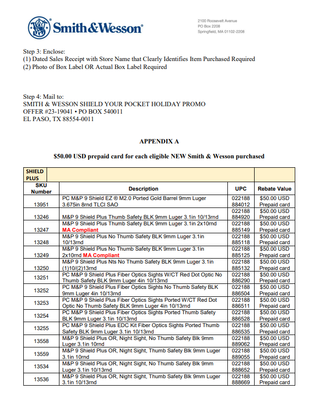 Smith And Wesson Rebate Tracking Number