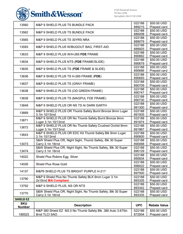 Smith And Wesson Shield Plus Rebate