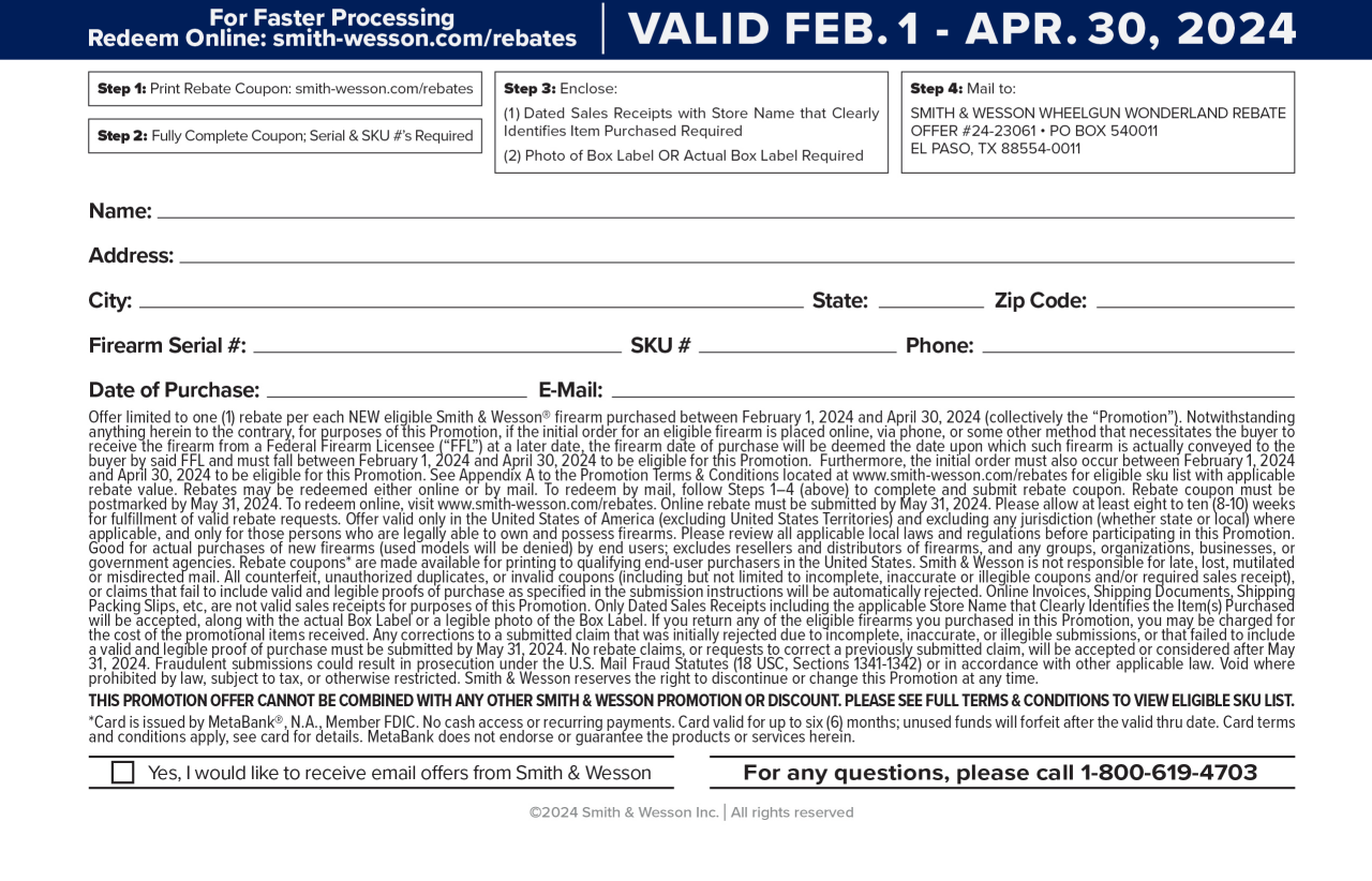 Smith And Wesson 9mm Rebate