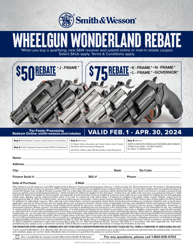 Smith And Wesson Mail In Rebate