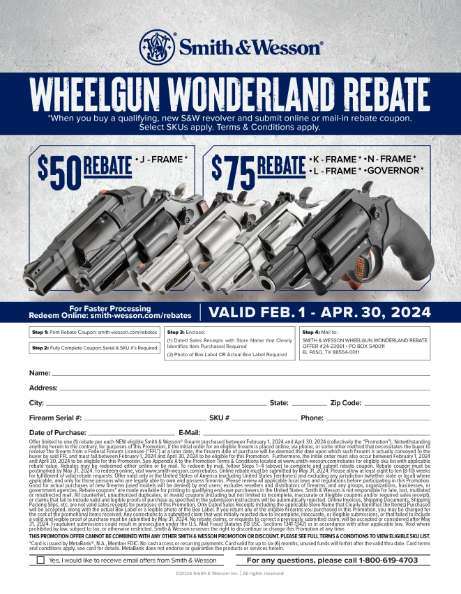 Smith And Wesson Rebate Form