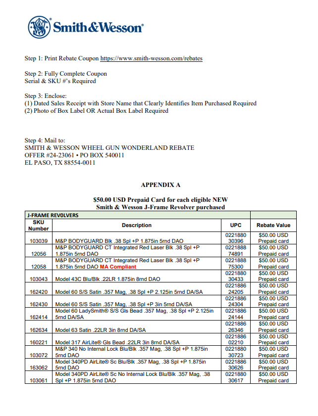 Smith And Wesson Rebate Coupon Codes