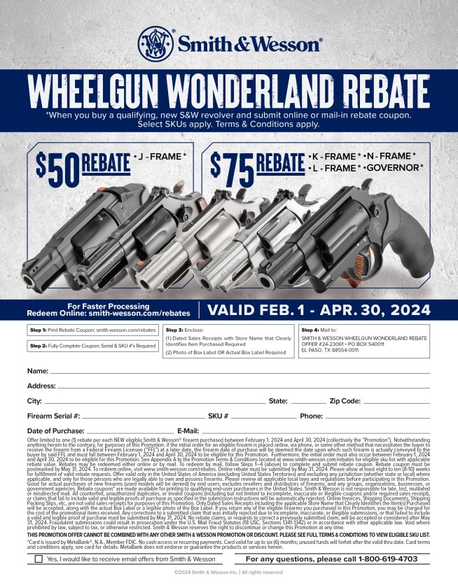 Smith And Wesson 10 Dollar Rebate