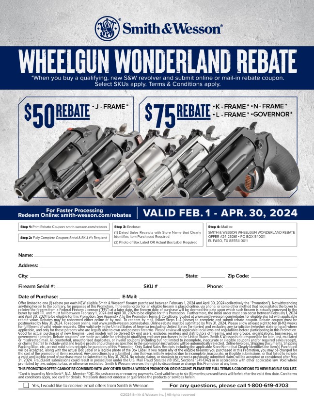 Smith And Wesson 100 Dollar Rebate