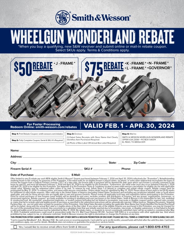 Smith And Wesson First Responder Rebate