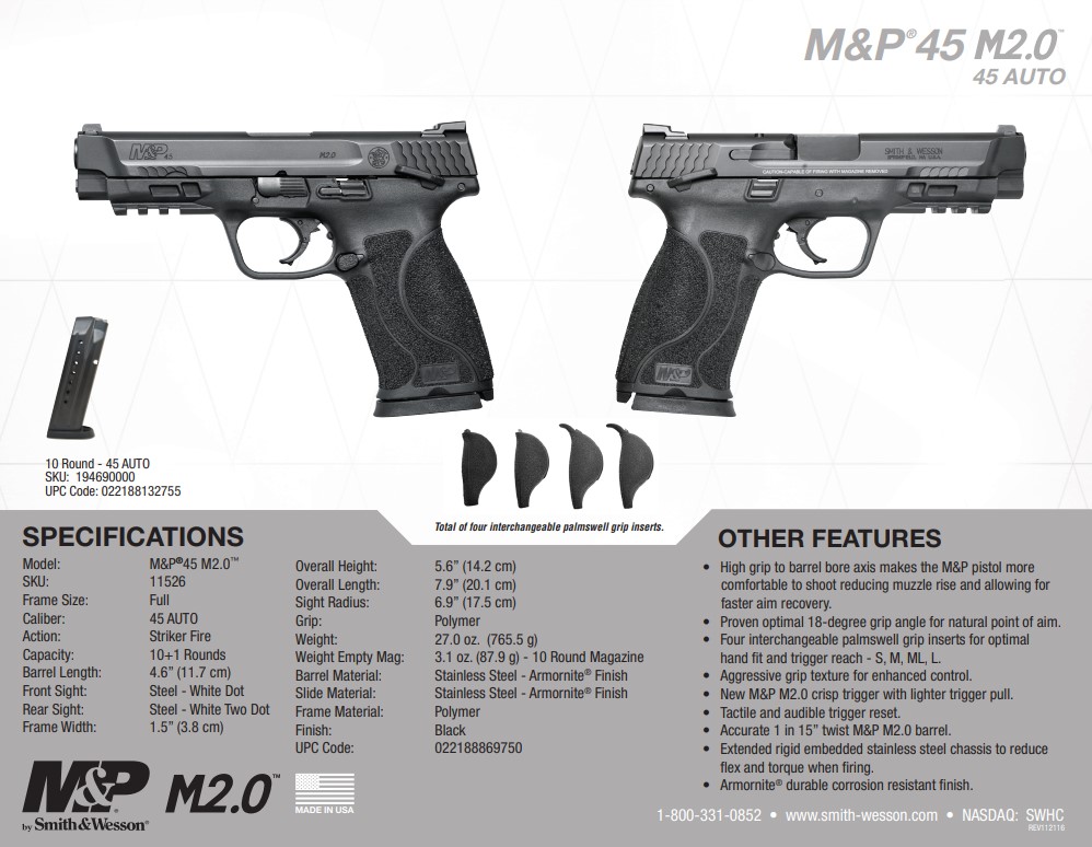 Smith And Wesson M&P 45 Shield M2.0 Rebates