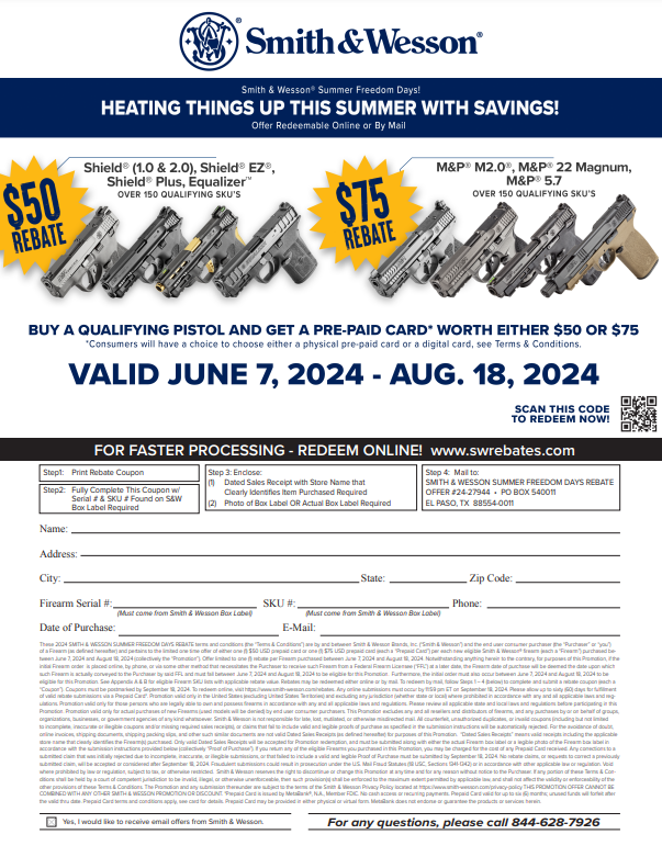 Smith And Wesson Summer Hideaway Rebate Status