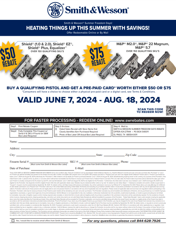 Smith And Wesson Summer Rebates